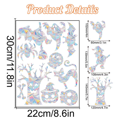 Colorful Halloween Window Stickers Sunshine Catcher Party Decor PVC Static Cling Non Adhesive Glass Decals anti Collision