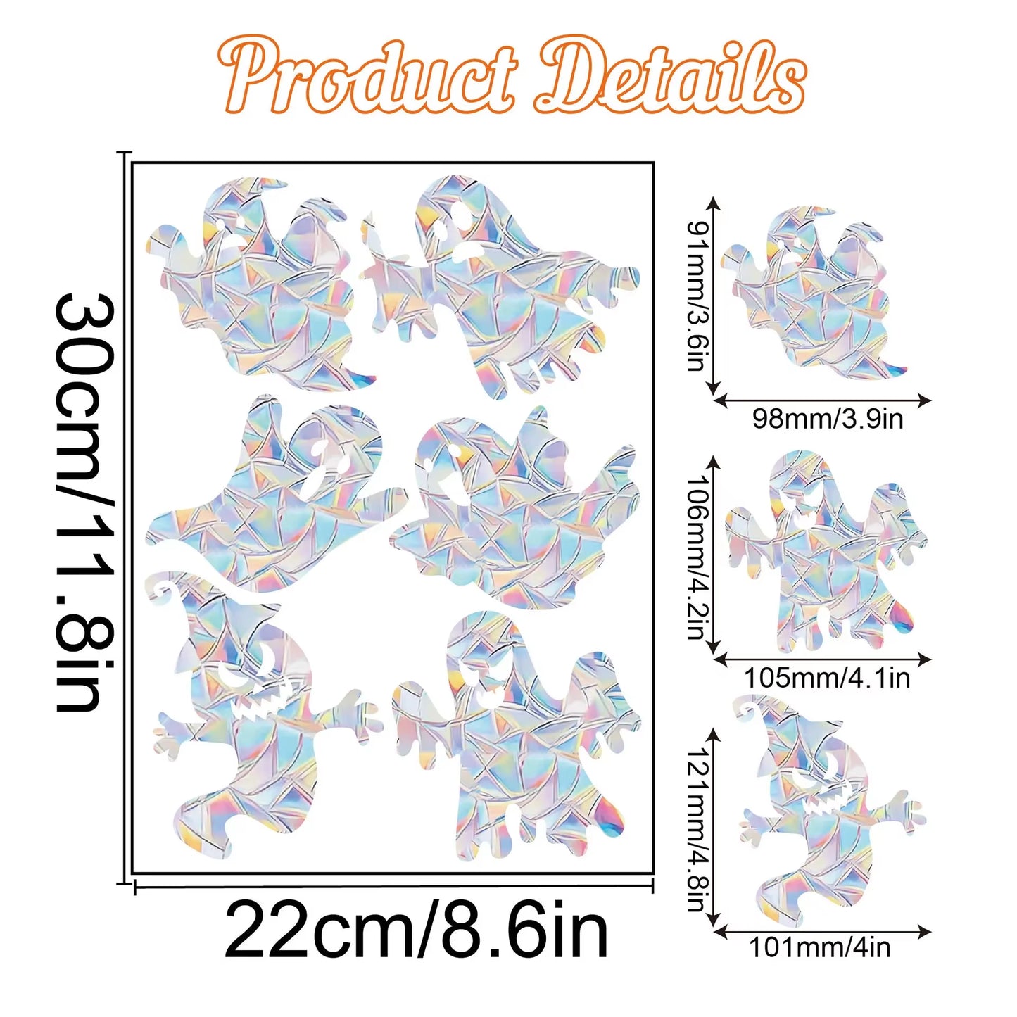 Colorful Halloween Window Stickers Sunshine Catcher Party Decor PVC Static Cling Non Adhesive Glass Decals anti Collision