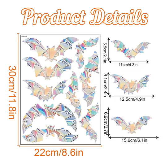 Colorful Halloween Window Stickers Sunshine Catcher Party Decor PVC Static Cling Non Adhesive Glass Decals anti Collision