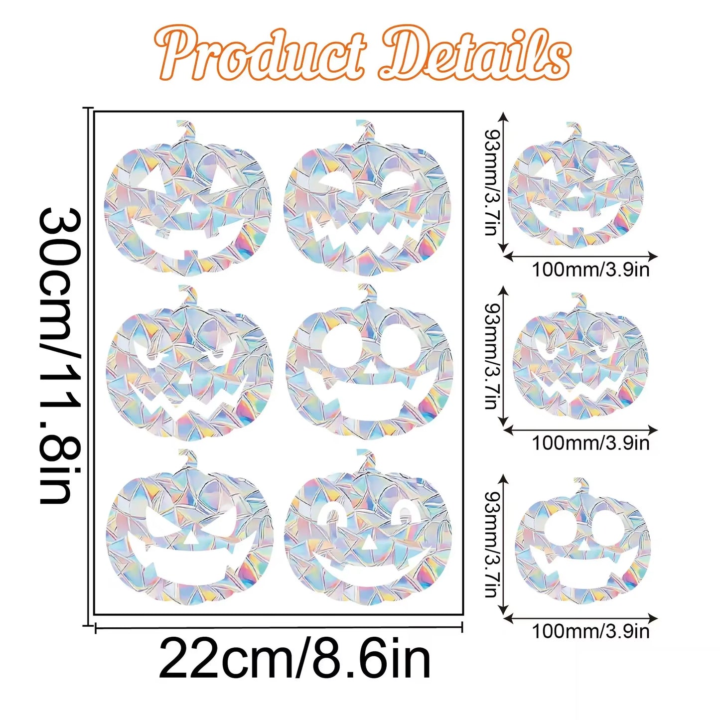 Colorful Halloween Window Stickers Sunshine Catcher Party Decor PVC Static Cling Non Adhesive Glass Decals anti Collision