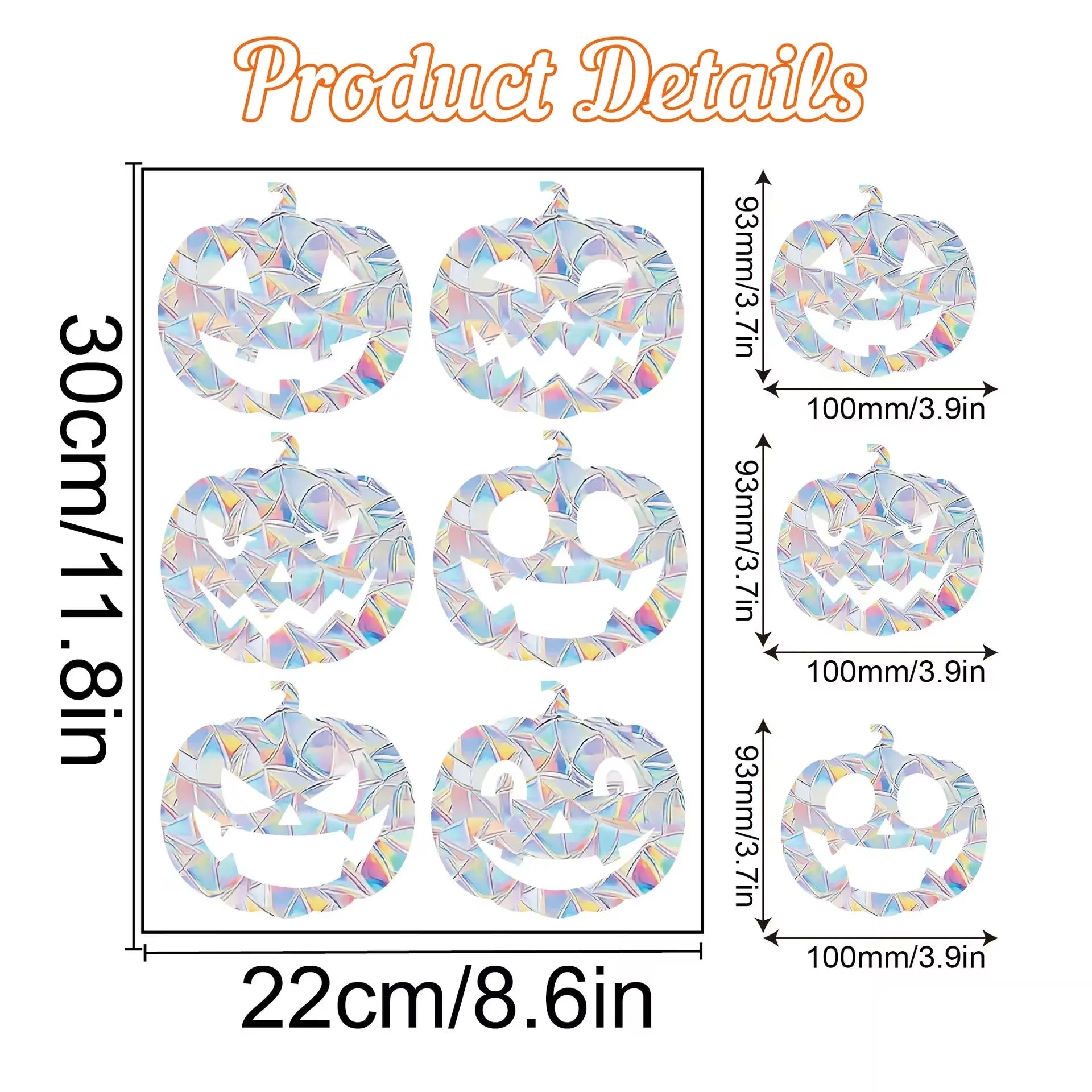 Colorful Halloween Window Stickers Sunshine Catcher Party Decor PVC Static Cling Non Adhesive Glass Decals anti Collision