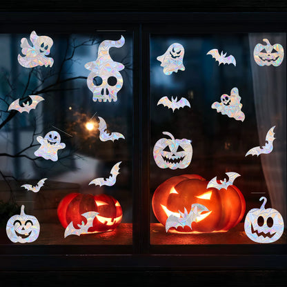 Colorful Halloween Window Stickers Sunshine Catcher Party Decor PVC Static Cling Non Adhesive Glass Decals anti Collision